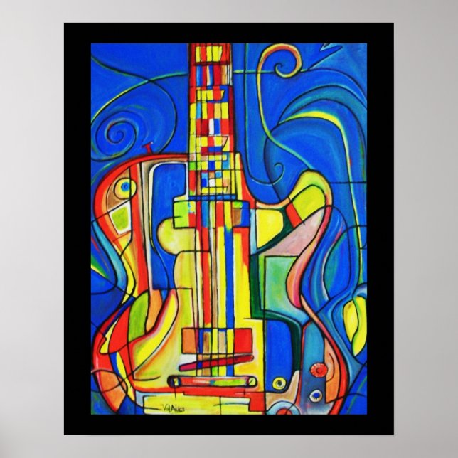 Poster de guitare Abstraite par ValAries (Devant)