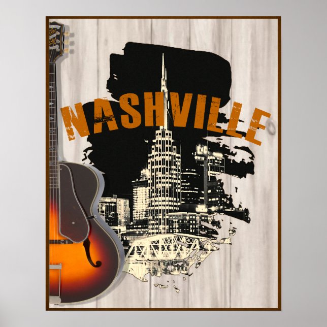 Poster de guitare acoustique de Nashville (Devant)