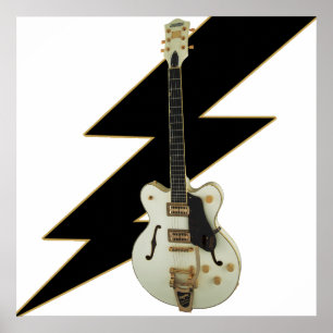 Poster de guitare blanche électrique