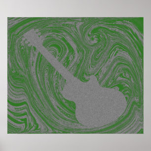 Poster de Guitare Grunge, Vert