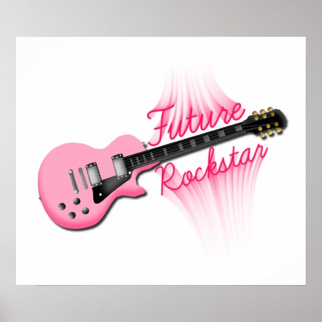 Poster de guitare rose Rockstar (Devant)