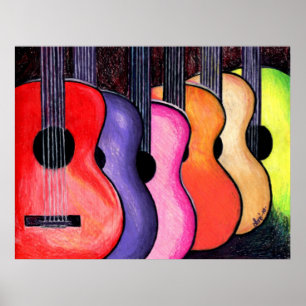 Poster de guitares multicolores par Loni