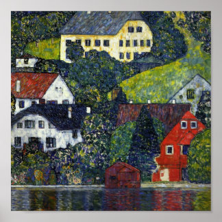 Poster de Gustav Klimt ~ Maisons à Unterach am Att