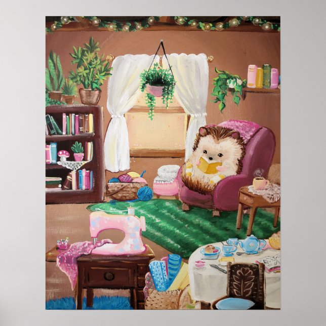 Poster de Hérisson Hygge (Devant)