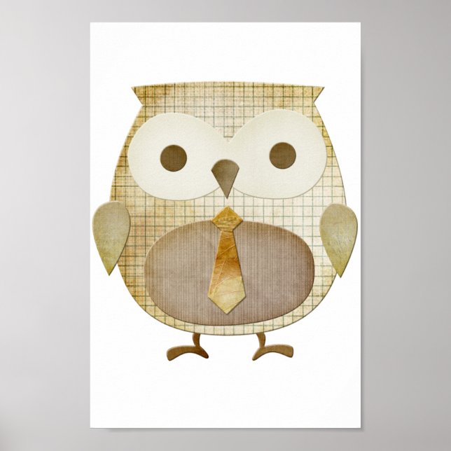 Poster de hibou avec Cravate (Devant)