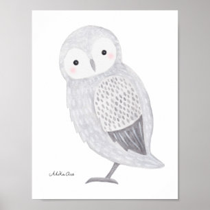 Poster de hibou Chouette des neiges Illustration d