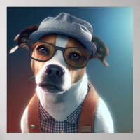 Poster de Jack Russell Terrier Hipster Chien