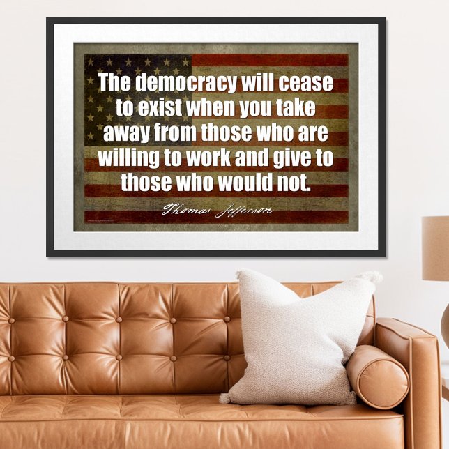Poster de Jefferson : La démocratie cessera (Patriotic Poster)
