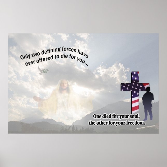 Poster de Jésus-Christ et du soldat américain (Devant)