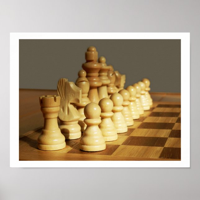 Poster de jeu d'échecs en bois (Devant)