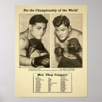 Poster de Joe Lewis vintage contre James Braddock