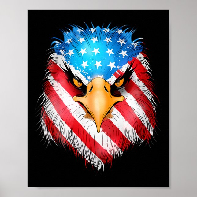 Poster De Juillet Aigle Patriotique Usa Drapeau Américain (Devant)