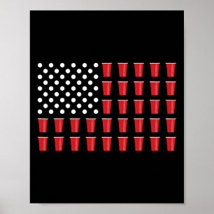 Poster De Juillet Beer Pong American Flag College Party