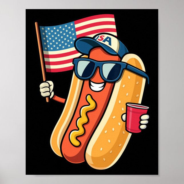 Poster De Juillet Hotdog Funny Quart Juillet Patriotique  (Devant)