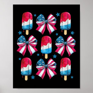 Poster De Juillet Mignon Popsicle Bows Patriotique Femmes
