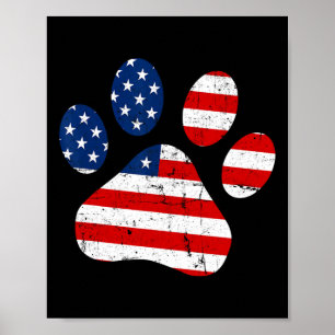 Poster De Juillet Mignonne Chien Paw États-Unis Drapeau A