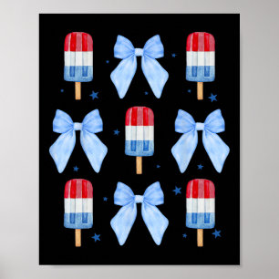 Poster De Juillet Mignonne Popsicle Bows Patriotique Femm