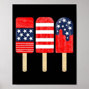 Poster De Juillet Popsicle Rouge Blanc Bleu Américain Dra