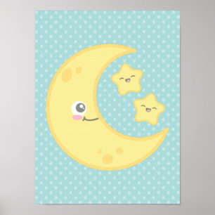 Poster de Kawaii Moon et Stars Imprimer