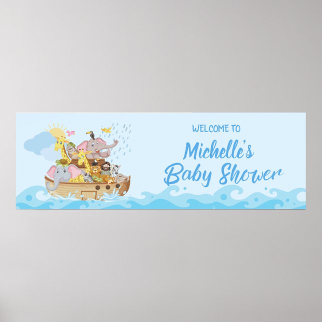 Poster de la bannière du Baby shower Arche de Noah (Devant)