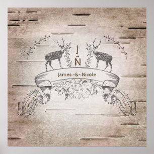 Poster de la bannière du Mariage de bouleau Rustic