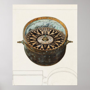 Poster de la boussole vintage