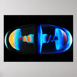 Poster de la Capsule en verre orange et bleu