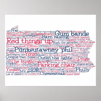 Poster de la carte d'art de Pennsylvanie USA Slang