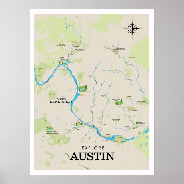 Poster de la carte d'Austin Outdoors (Devant)