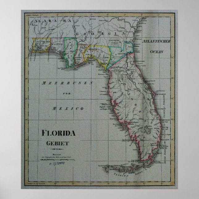 Poster de la carte de Floride 1823 (Devant)