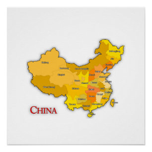 Poster de la carte de la Chine