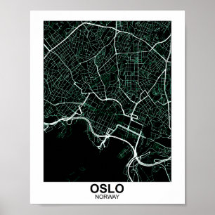 Poster de la carte de la ville d'Oslo,