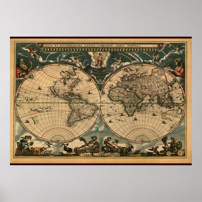 Poster de la carte de l'Ancien Monde Arty (Devant)
