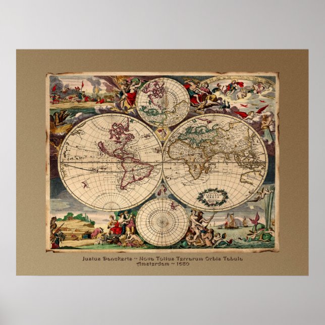 Poster de la carte de l'Ancien Monde Justus Dancke (Devant)