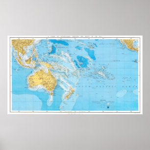 Poster de la carte de l'Australie et du Pacifique