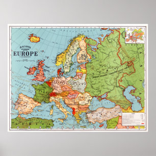 Poster de la carte de l'Europe de Bacon