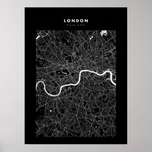 Poster de la carte de Londres - Royaume-Uni Dark C