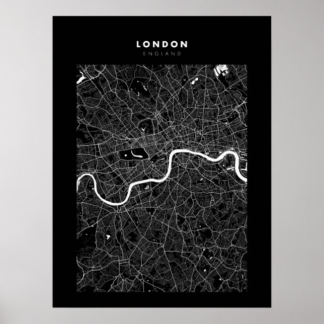 Poster de la carte de Londres - Royaume-Uni Dark C (Devant)