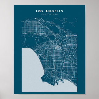 Poster de la carte de Los Angeles Dark Blue City