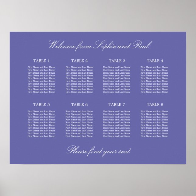 Poster de la carte de Mariage de table Lavender 8 (Devant)