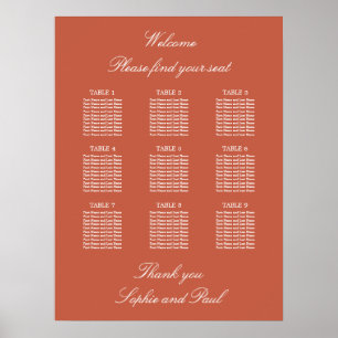 Poster de la carte de Mariage de table Terracotta 