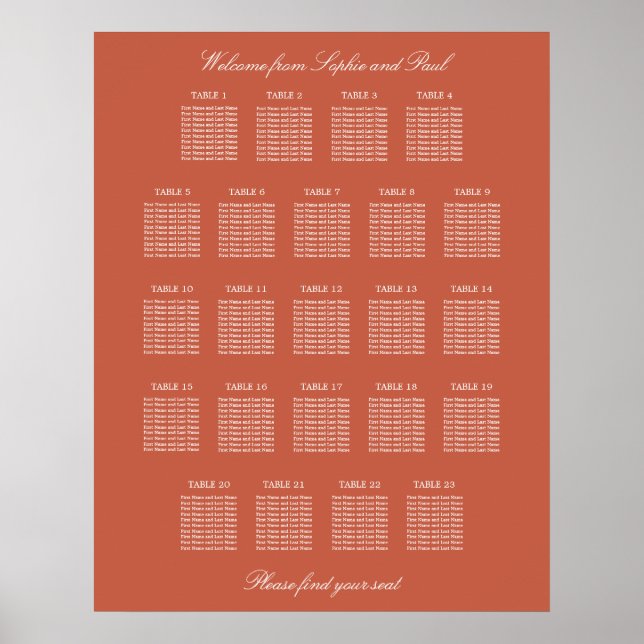 Poster de la carte de Mariage de table Terracotta  (Devant)