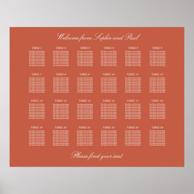 Poster de la carte de Mariage de table Terracotta  (Devant)