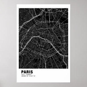 Poster de la carte de Paris - France Carte noire