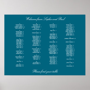 Poster de la carte de siège alphabétique Turquoise