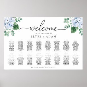 Poster de la carte de siège bleu Hydrangea 16