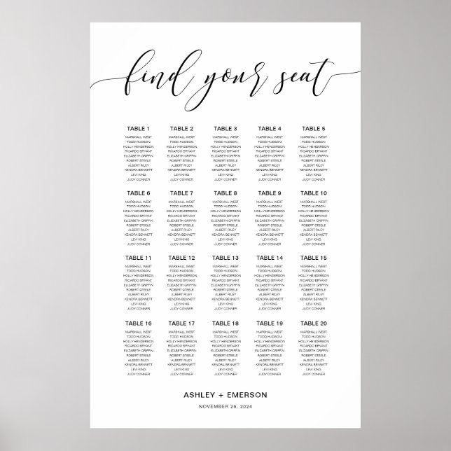 Poster de la carte de siège de la calligraphie rus (Devant)