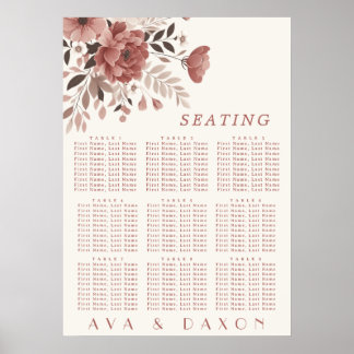 Poster de la carte de siège du Mariage Floral Dust