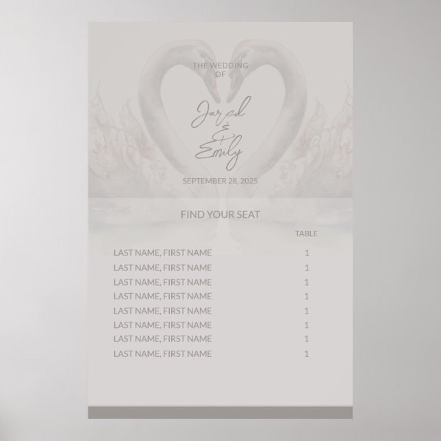 Poster de la carte de siège mariage (Devant)