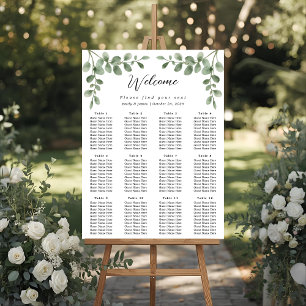 Poster de la carte de siège Mariage Eucalyptus Gre